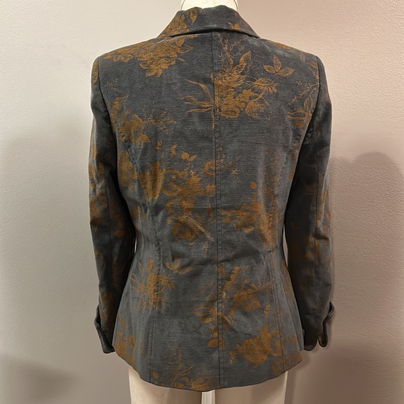 Tiempo Moda Women’s Single Breasted Gray Floral Velvet Blazer size 42 - Picture 5 of 11